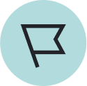 a flag icon ona teal background