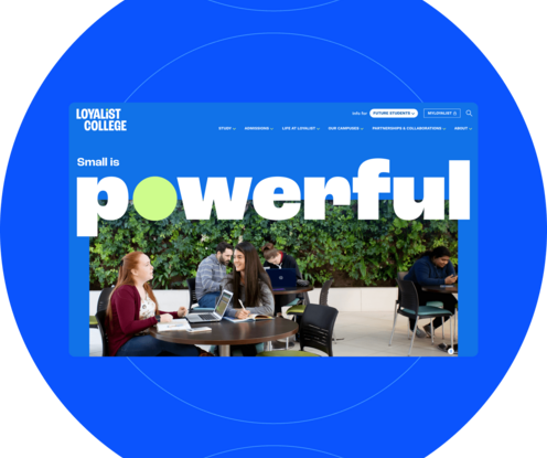 A screenshot of the Loyalist College homepage