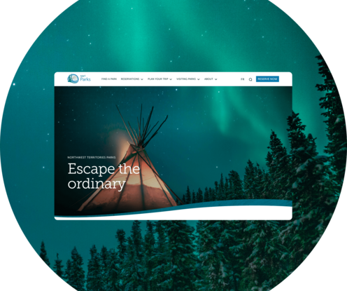 A screenshot of the Northwest territories parks homepage